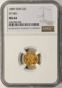 Dólar de oro 1889 DDR G$1 tipo 3 VP-001 NGC MS64 - Imagen 1 de 4