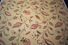 Flax Linen Fabric Beige Floral Pink 55"W Upholstery By The Yd Natural Fiber