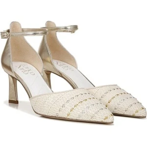 NEW Women $110 Franco Sarto Taros Metallic Ankle Strap Pump Cream Gold SZ-9.5 - Picture 1 of 8