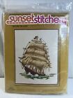 Vintage Sunset Stitchery Embroidery Kit "Before the Wind" Schooner Sailing Ship