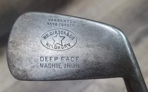 Antique Vintage Gibson Deep Short Smooth Face Hickory Wood Shaft Golf Club - Picture 1 of 8