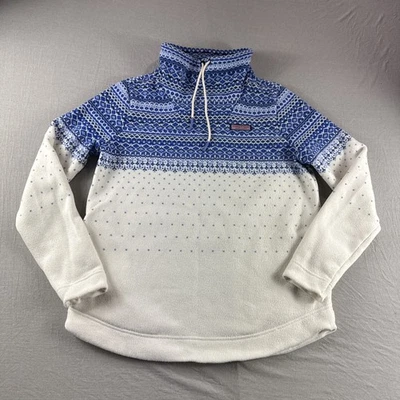 Vineyard Vines Fair Isle Suéter Mujer M Bolsillos Cordón Sudadera Preppy Foto 1 de 4