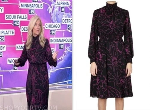 Vestido Akris Punto 'Sashiko' Estampado Floral Manga Larga Seda Calado en Negro talla 2 Foto 1 de 4