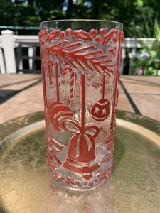 Imperial Glas Weihnachtszeit Cocktail Becher 5 3/4" Mid-Century rot 50er Jahre - Bild 1 von 6
