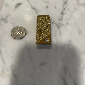 Clip de dinero pepita placa dorada vintage de los años 80 TOTALMENTE NUEVO con circonita cúbica genuina - Imagen 1 de 3