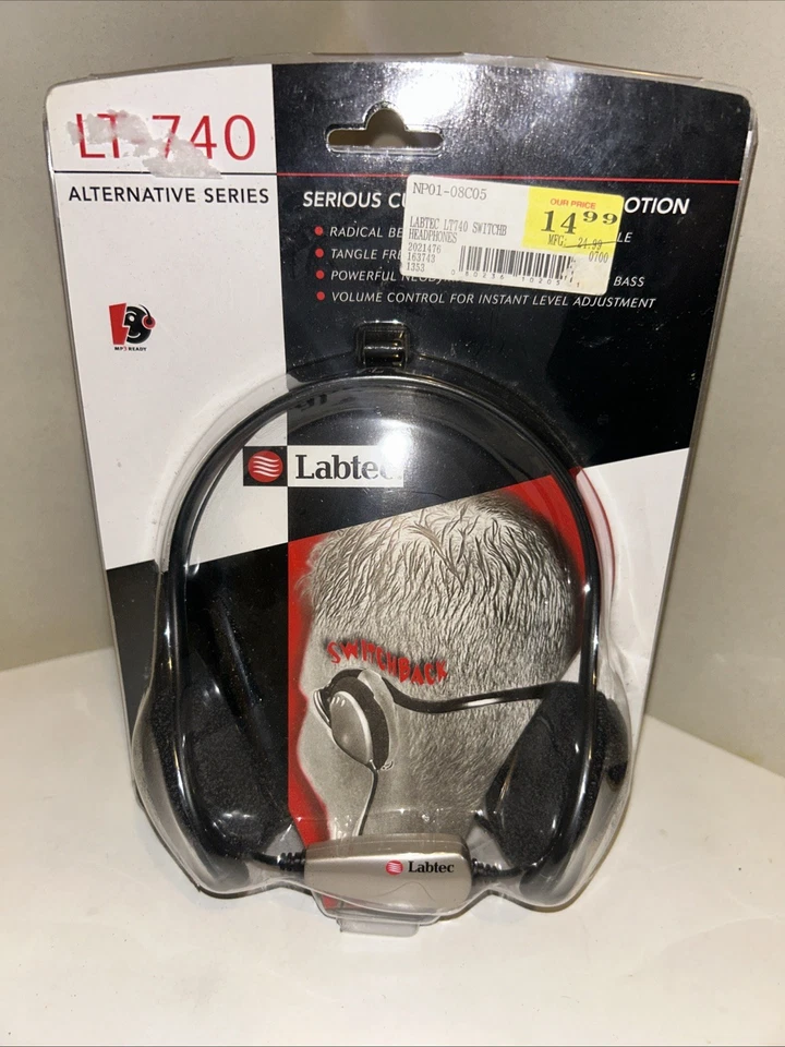 Labtec LT - 740 SwitchBack 耳机 内置麦克风,1999 年 复古 罕见 — 第 1/4 张图片