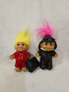 2 TROLL DOLLS-5" RUSS BELL HOP & RUSS MOTORCYCLE GUY ORIGINAL OUTFITS, VERY CUTE - Picture 1 of 2