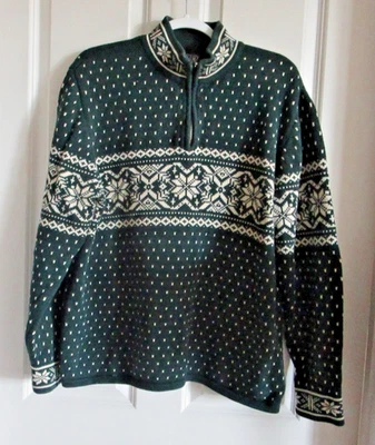 De colección - Suéter Lands End 1/4 Cremallera Talla L Verde Algodón Hombres Cuello Redondo Pullover Japón Años 90 Foto 1 de 4