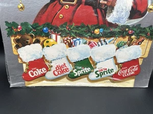 VINTAGE COCA-COLA STORE DISPLAY SIGN CARDBOARD STANDEE COKE SANTA STILL SEALED. - Picture 1 of 7
