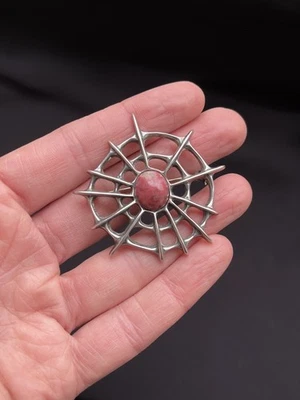 Broche grande de tela de araña modernista David Andersen de plata de ley y tulita de 15 g  Foto 1 de 4