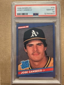 1986 Donruss #39 JOSE CANSECORATED ROOKIE RC - PSA 10 GEM MINT - Bild 1 von 2