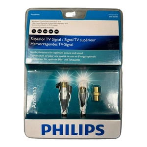 SWV3114S/10 Philips 500 Series Aerial Lead Coaxial Cable Black With Adapter M-M - Picture 1 of 1