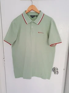 Ben Sherman Pistachio Green Signature Cotton Short Sleeve Polo Shirt Size L - Picture 1 of 8