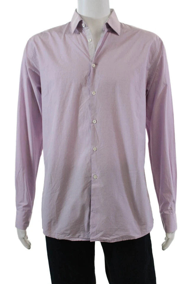 Camisa de vestir Elie Tahari para hombre de algodón manga larga con botones lila talla 16 Foto 1 de 4