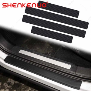 Placa de desgaste de fibra de carbono 4D para automóvil cubierta de umbral de puerta panel protector de pasos accesorios - Imagen 1 de 12