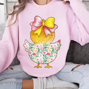 Cute Easter Chicken Shirt, Cute Easter Shirt, Chicken Sweatshirt, Kids Shirt - Picture 1 of 10