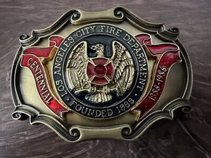 Vintage Los Angeles Fire Dept LAFD California Fire Fighter Brass Cent. Gürtelschnalle - Bild 1 von 2