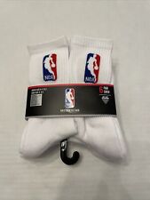NBA Logoman Official Kids Crew Cut Socks Shoe size 4-9.5 White 6 Pair Net Dry