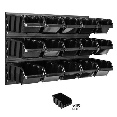 BOTLE 15 cajas apilables estantería de pared 58 x 39 cm estantería de taller estantería de vertido sistema de almacenamiento