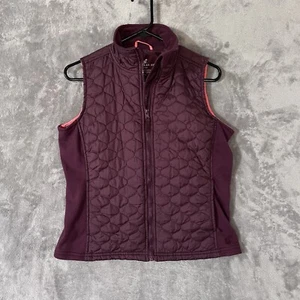 Caribbean Joe Quilted Vest Womens Burgundy Size PS Full Zip - Picture 1 of 7
