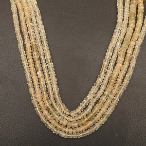 Cuentas de piedras preciosas de topacio dorado natural facetadas en forma de rondelle hilo de 13 pulgadas 3-5 mm - Imagen 1 de 5