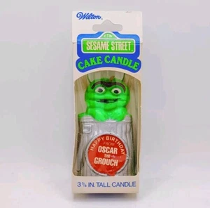 Vela de cumpleaños Oscar The Grouch 1977 Plaza Sésamo de Wilton RARA de colección - Imagen 1 de 13