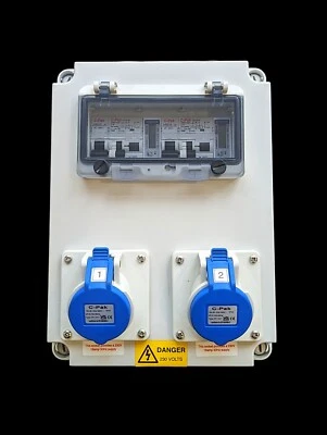 18th Edition Caravan Hook Up Unit Enclosure 2 x 16amp Socket - METERED - Image 1 of 3