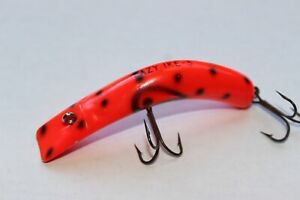 Vintage Kautzky LAZY IKE 3 Fluorescent Red Blk Spots Fishing Lure