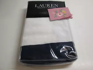 Lino FLORA Ralph Lauren European Euro Sham 26""x26"" ~ blanco y azul marino $135 nuevo - Imagen 1 de 6