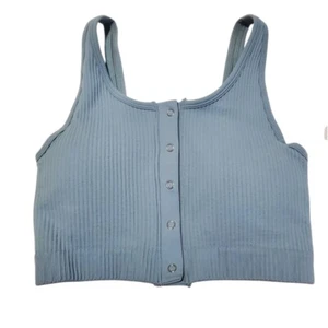 Yogalicious Ribbed Seamless Broadway Snap Front Bra Tank Top Blue S - Picture 1 of 7