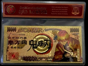 Demon Slayer Zenitsu Agatsuma 24K Gold Coated Collectible Bill Note/Bookmark - Picture 1 of 3