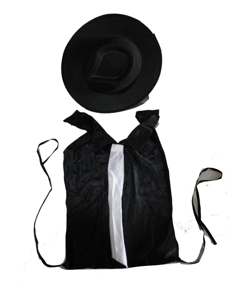 Gangster Mafia Kids Size Costume L (10-12) Black vest White Tie with  Black Hat - Image 1 of 4