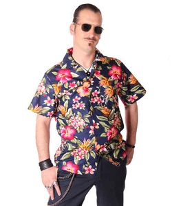 FINE49 Retro Hibiscus Kahekili Hawaii Flowers Rockabilly Shirt Hawaiian Shirt - Picture 1 of 7