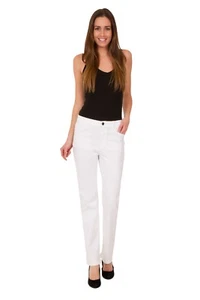 Ex M&S White Ladies Per Una Embellished Jeans Straight Leg Stretchy RRp£39.50 - Picture 1 of 4