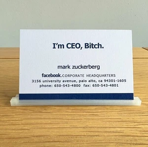 Mark Zuckerberg CEO Business Card The Social Network Replica Prop - Picture 1 of 5