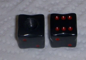 Very nice old Black and Red CRISLOID DICE Valve-Stem Caps. fit All Tire stems - Picture 1 of 8