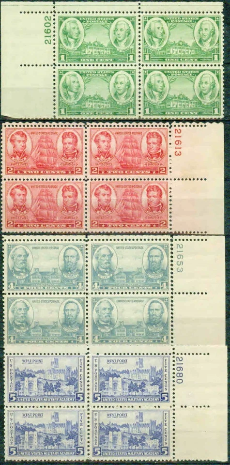 USA – 1936-1937  – NAVY COMMEMORATIVES  PLATE BLOCKS –VF ** - Image 1 of 1