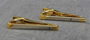 Yves Saint Laurent YSL Set of 2 Gold & Silver Tone Tie Clip/Bar 5cm - Picture 1 of 3