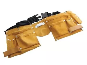 DIY Trade Carpenter Builder Site Adjustable Leather Tool Nail Belt Pouch NEW - Picture 1 of 2