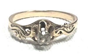 Vintage echter massiver 14k gelb russischer Goldring mit klarem Stein Größe 8,5 kostenloser Versand! - Bild 1 von 13