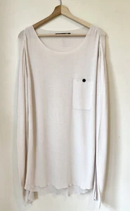Hannes Roether Mens Knit Pullover Drop Shoulder Long Sleeve Cotton Cream Size M - Picture 1 of 10