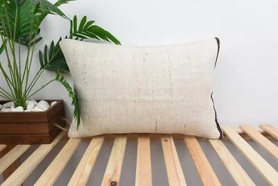 Travesseiro turco Kilim, travesseiro étnico tapete Kilim, fronha branca 16"x24" - Imagem 1 de 4