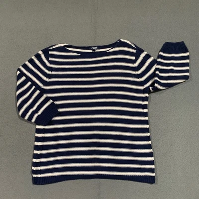 Suéter Chaps Denim Rayas Cuello Barco Manga 3/4 Lino Algodón Mujer XL Náutico Foto 1 de 4