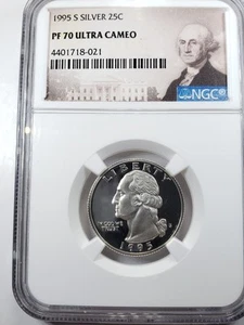 1995-S 25c SILVER NGC PF70UCAM WASHINGTON QUARTER PROOF ULTRA CAMEO PR 70 DC - Picture 1 of 4