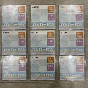 TDK 9 Pack DVD-RW Discs 1-4x 4.7GB Data Video Single Sided - FREE POSTAGE - 0495 - Picture 1 of 2