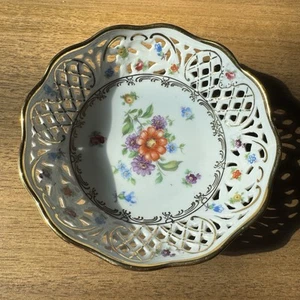 Schumann Baviera Dresden Flores Reticulado 5" Cuenco - Porcelana Blanca + Dorado - Imagen 1 de 8
