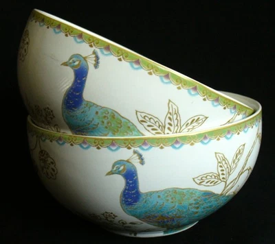 2~222 QUINTO~Pavo Real Jardín~5.5"x2.75"~Cereal~SOPA~Tazones~FLORAL~Porcelana~CE Foto 1 de 4