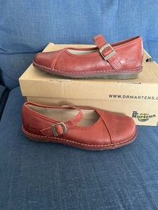 Dr Martens Vintage Y2K Polley 3a70 Red Leather Mary Jane Flat Dolly Shoes Uk 6 - Picture 1 of 11