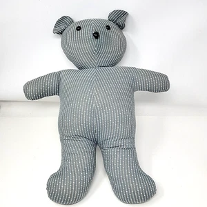 Vintage Handarbeit Teddybär Stofftier Plüsch Kissen genäht 18 Zoll Herz Muster 80er - Bild 1 von 9