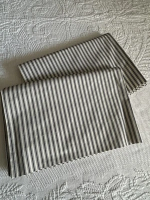 Red Land Cotton Charcoal Ticking Stripe Pillow Shams USA Set Of 2 Standard NEW - Image 1 of 4